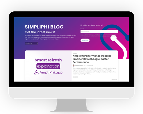 Screenshot SimpliPhi's blog listing page inside of a desktop frame