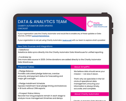 Charity Automator Data Warehouse: 2025 Updates Checklist-1