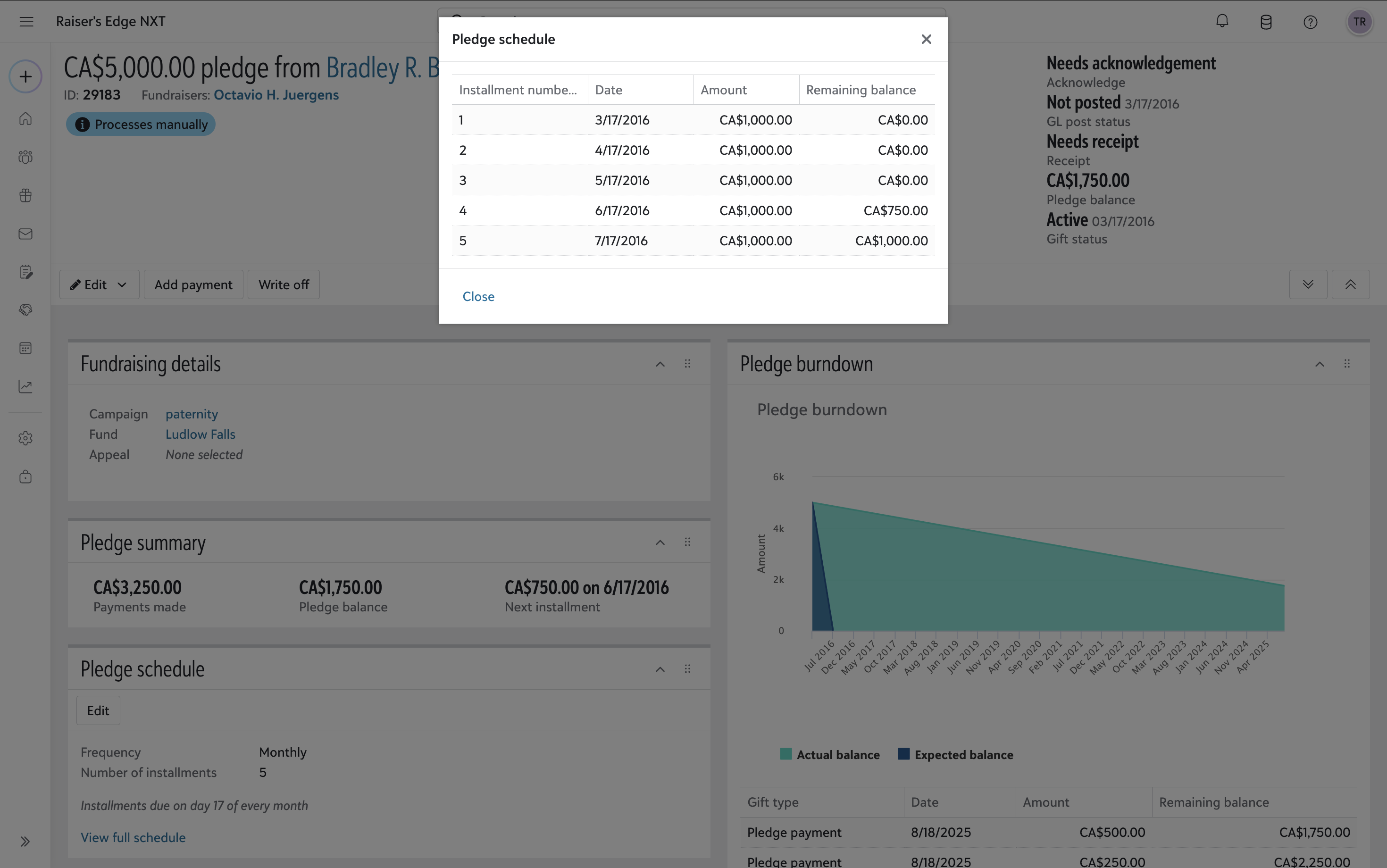 Pledge Balance Report